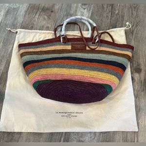 NEW with tags! Sezane Maxi Justine Basket Raphia Stripes Multico